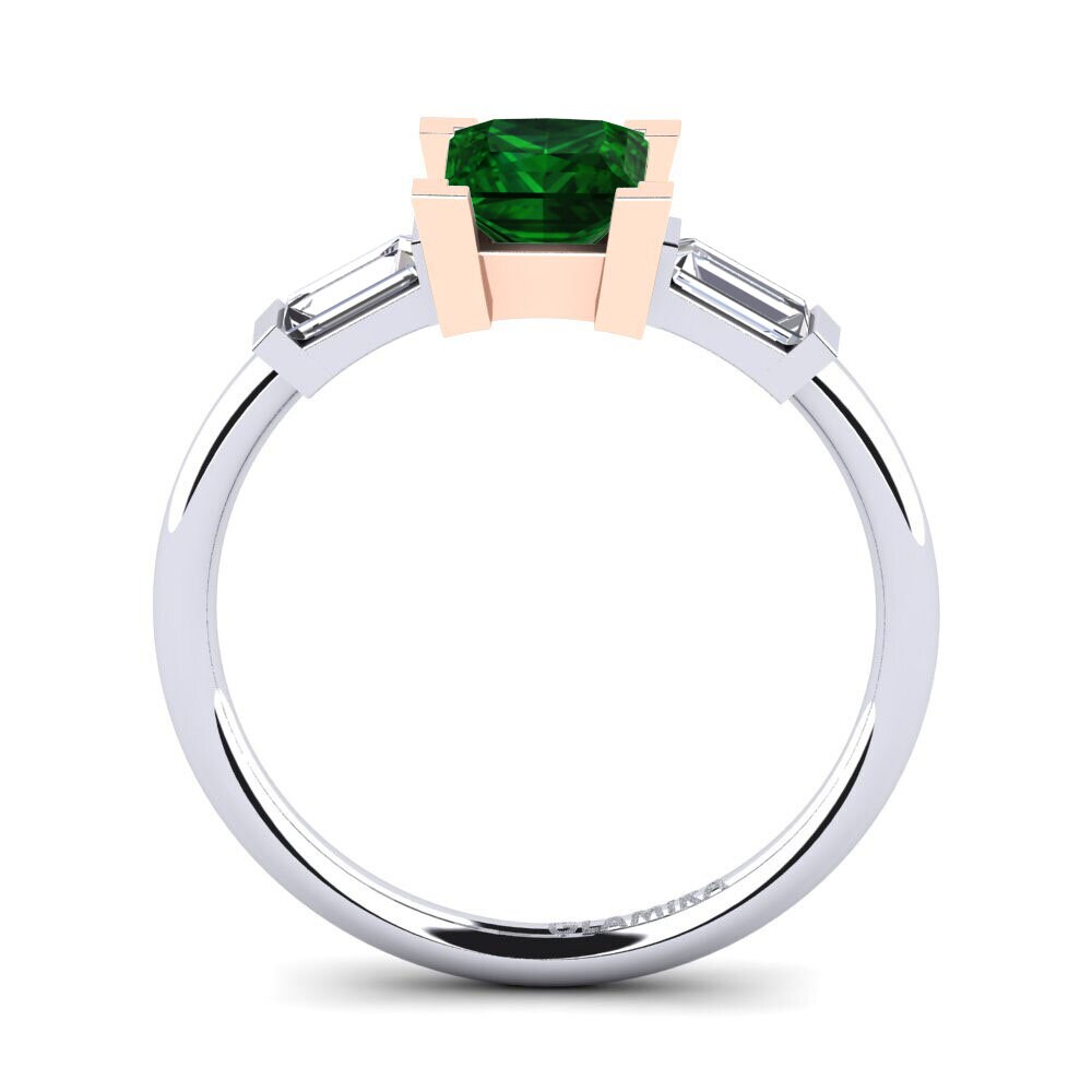 14ct White & Rose Gold Tsavorite Engagement Ring Octavise