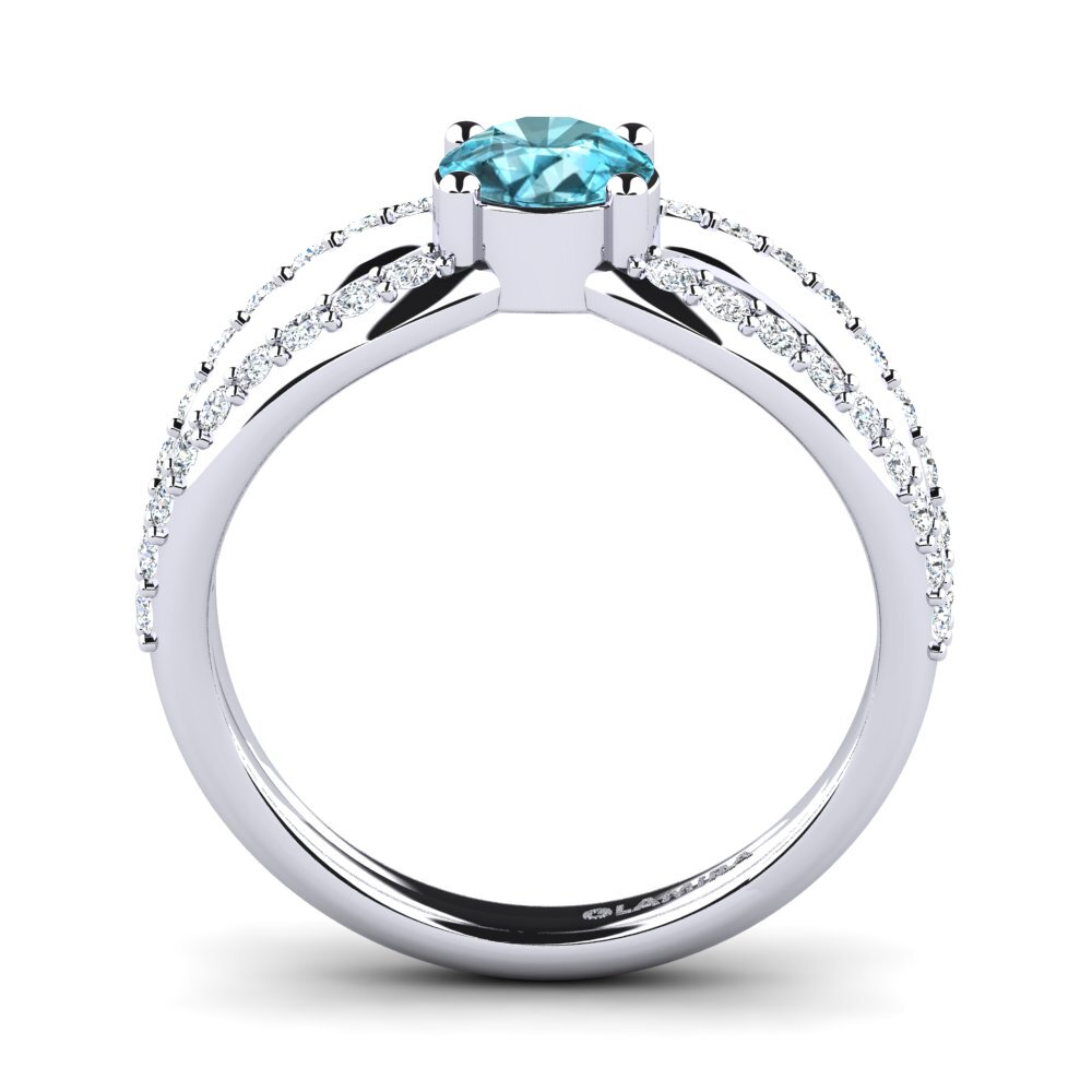 Round Blue Zircon Women's Ring Odinga