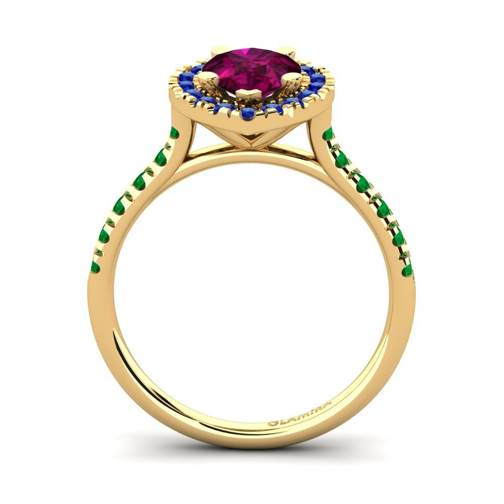 14ct Yellow Gold Rhodolite Garnet Engagement Ring Oiffe