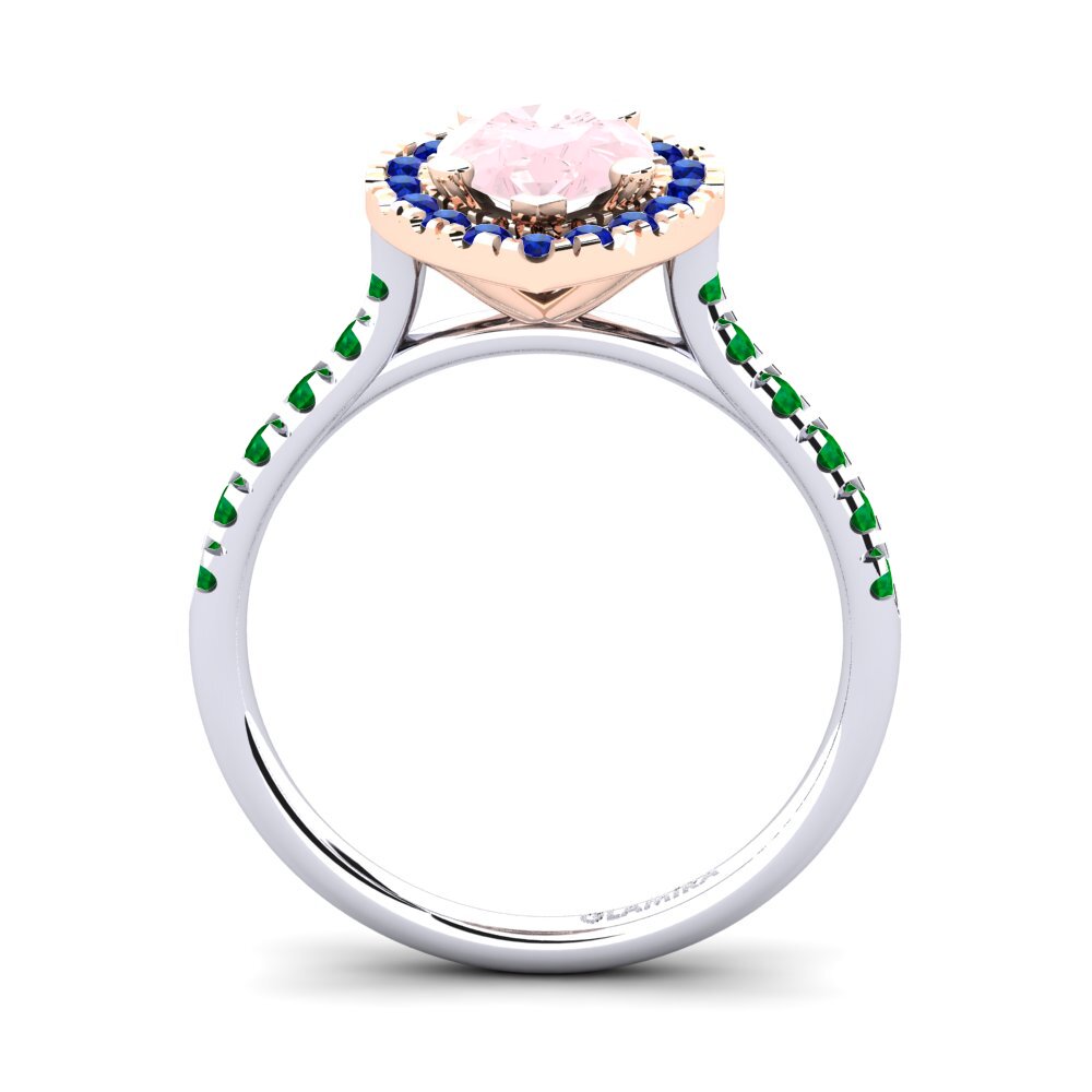 14ct White / Rose Gold Rose Quartz Engagement Ring Oiffe