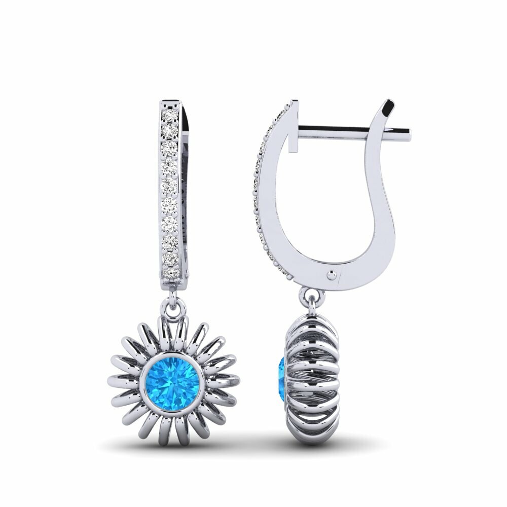 Boucle d'oreille femme Oison Topaze Bleue