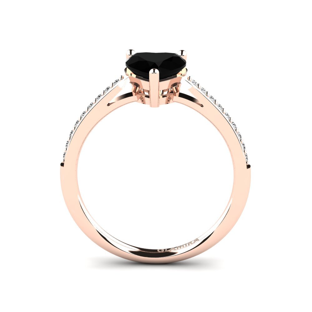 14ct Rose Gold Black Onyx Women's Ring Oleysa