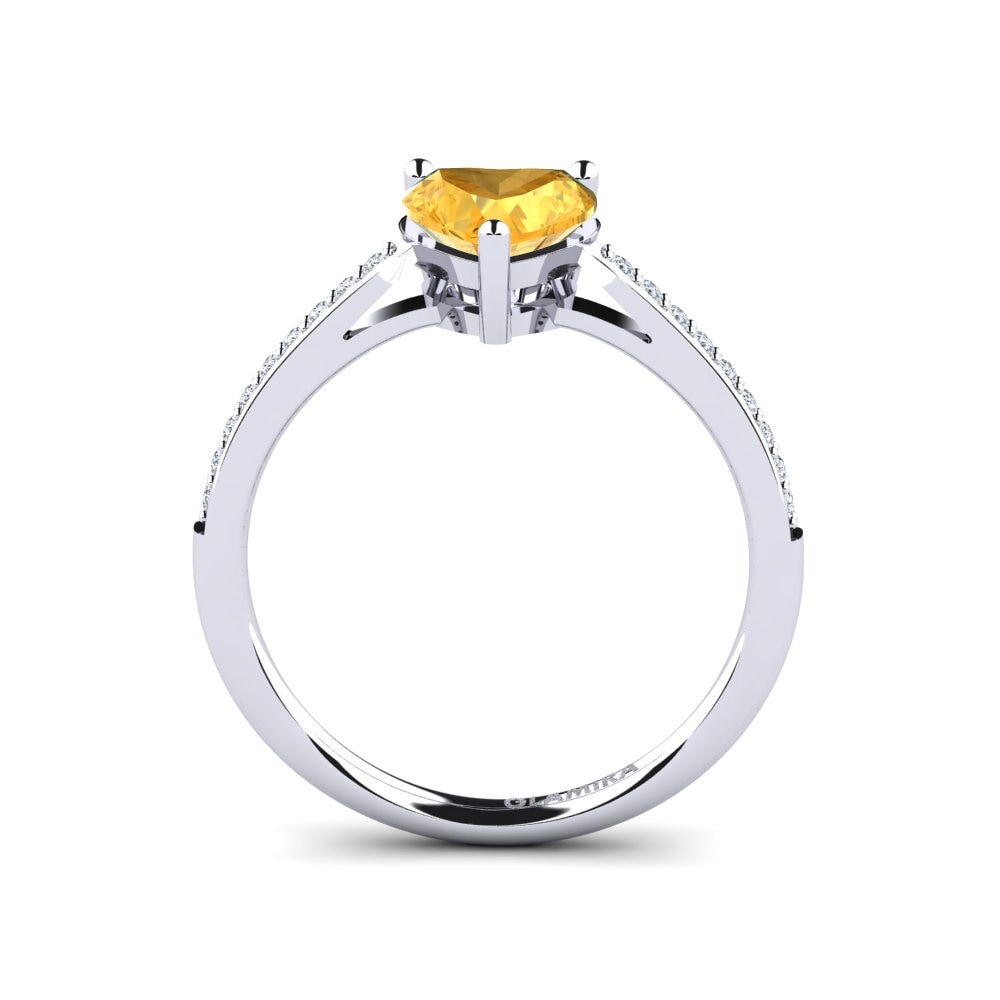 White Silver Citrine Women's Ring Oleysa
