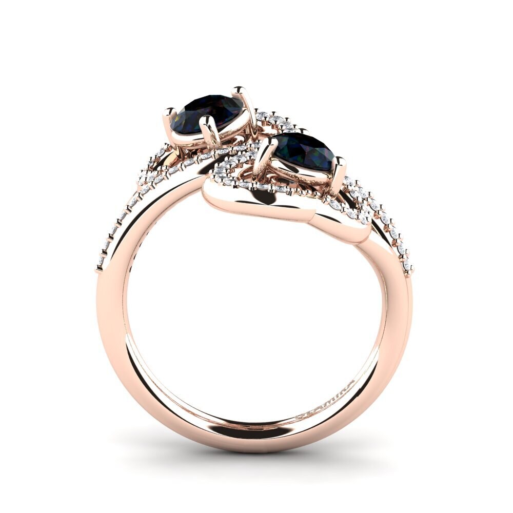 14ct Rose Gold Black Opal Ring Olliana