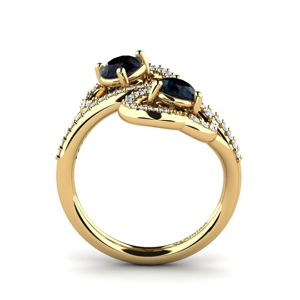 9ct Yellow Gold Black Opal Ring Olliana