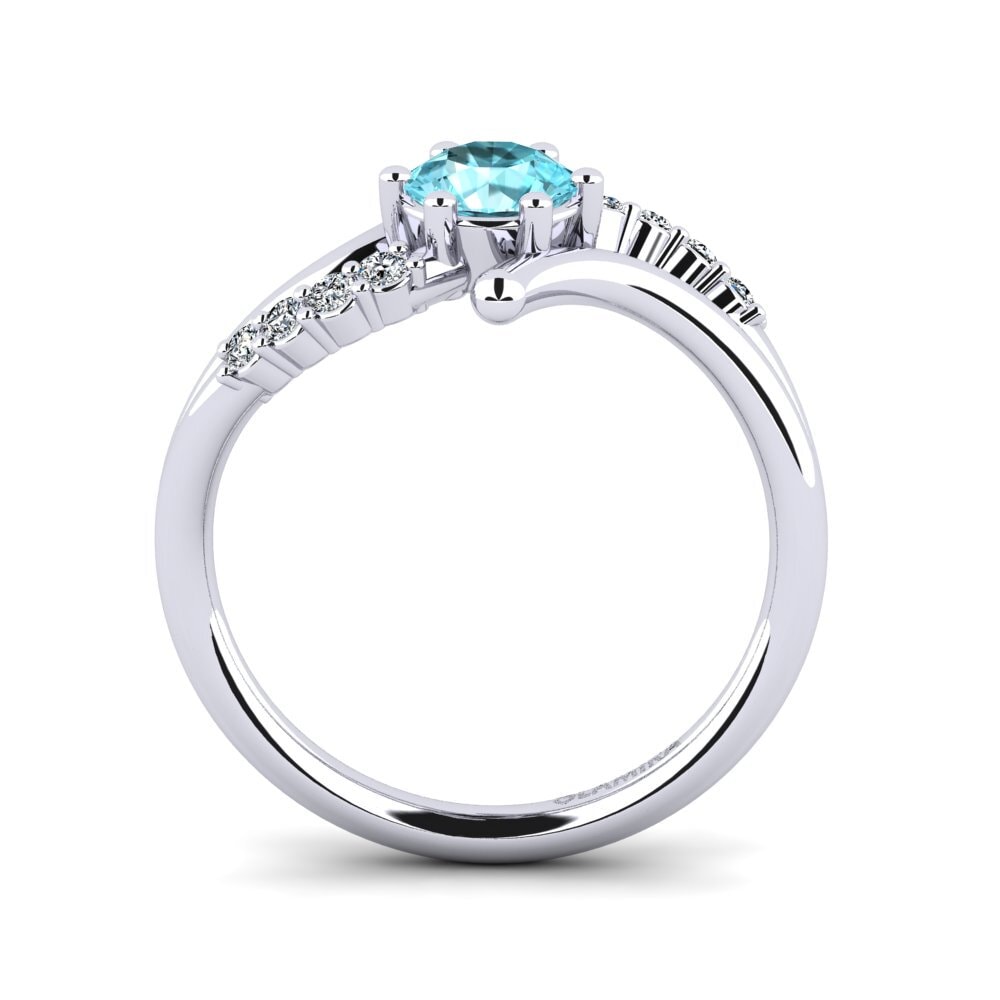Round Blue Zircon Women's Ring Onearm