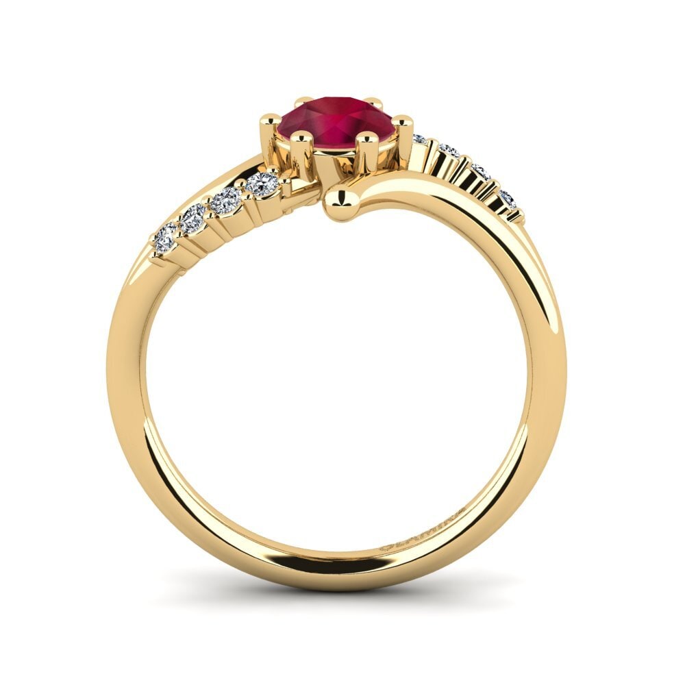 14ct Yellow Gold Ruby Women's Ring Onearm