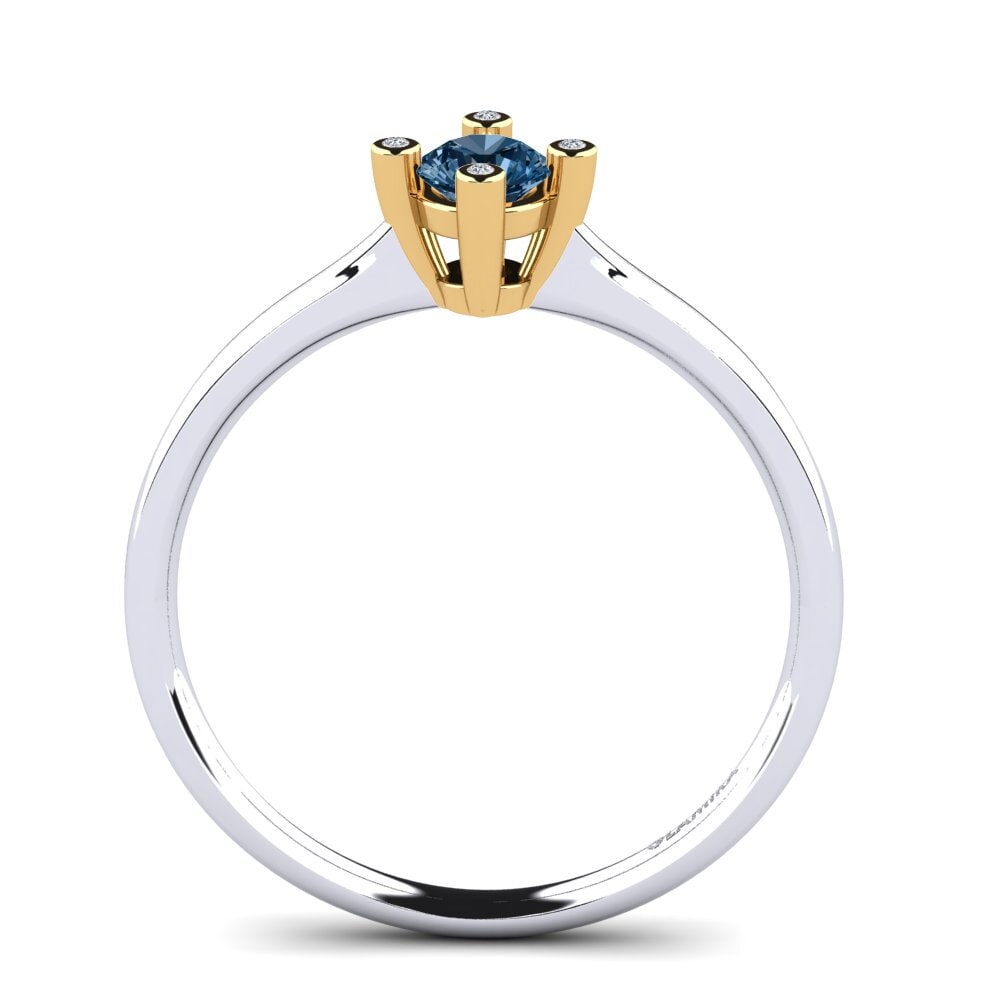18ct White & Yellow Gold Blue Diamond Women's Ring Onella 0.5 crt