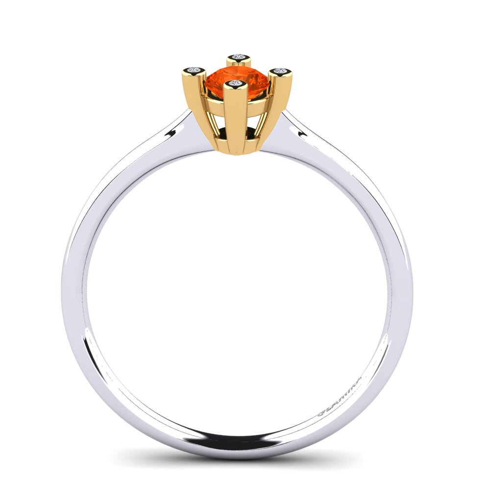 18ct White & Yellow Gold Fire Opal Women's Ring Onella 0.5 crt