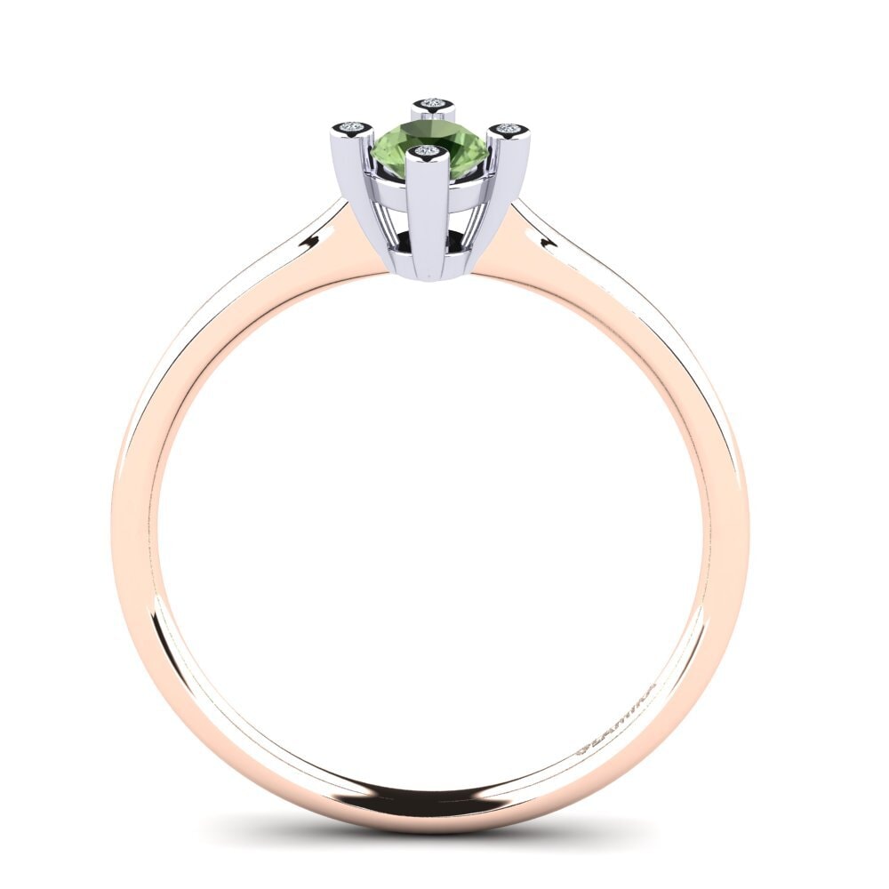 18ct Rose & White Gold Green Sapphire Women's Ring Onella 0.5 crt