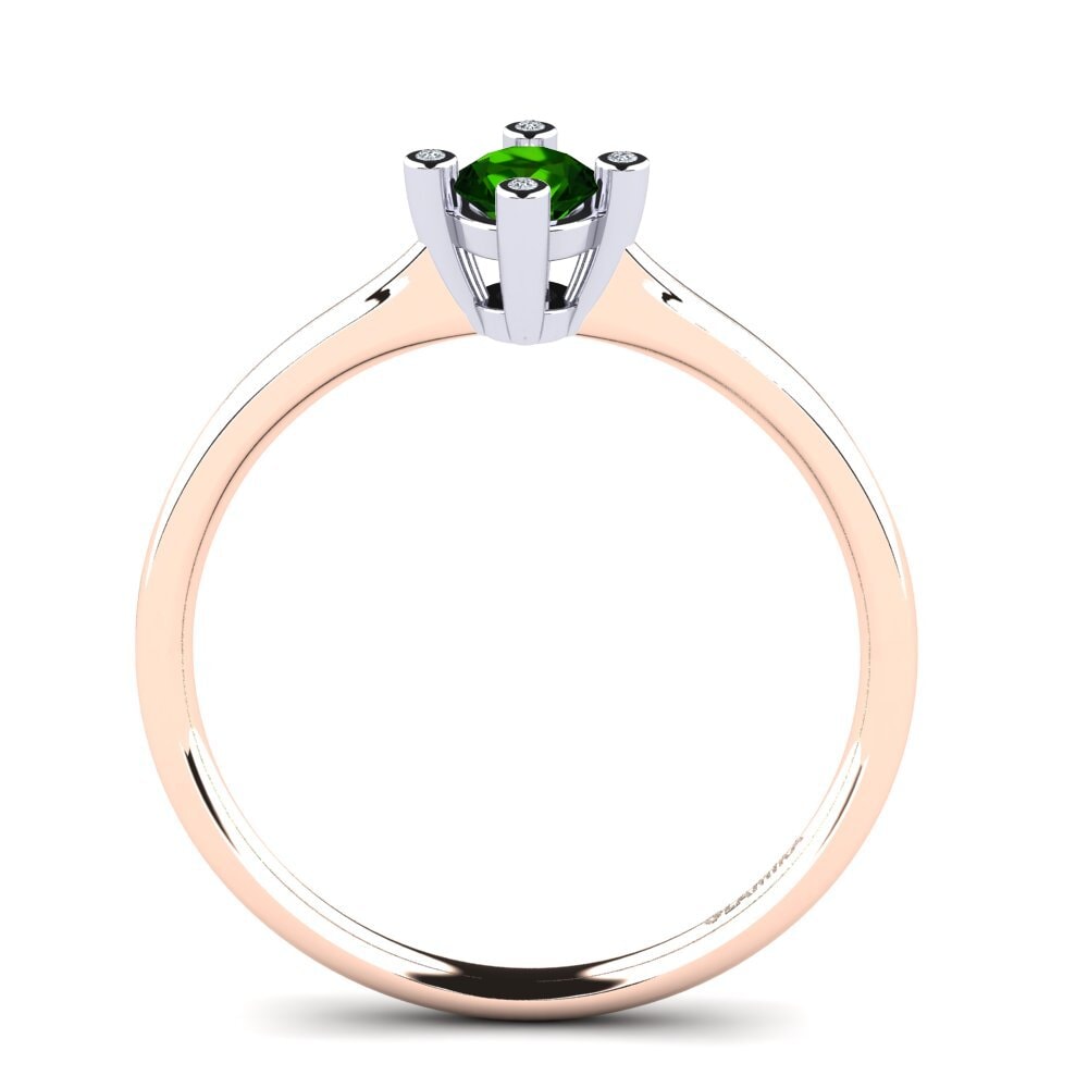 18ct Rose & White Gold Green Tourmaline Women's Ring Onella 0.5 crt