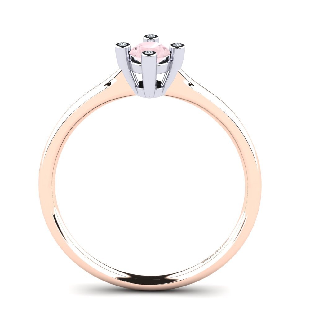 18ct Rose & White Gold Rose Quartz Women's Ring Onella 0.5 crt