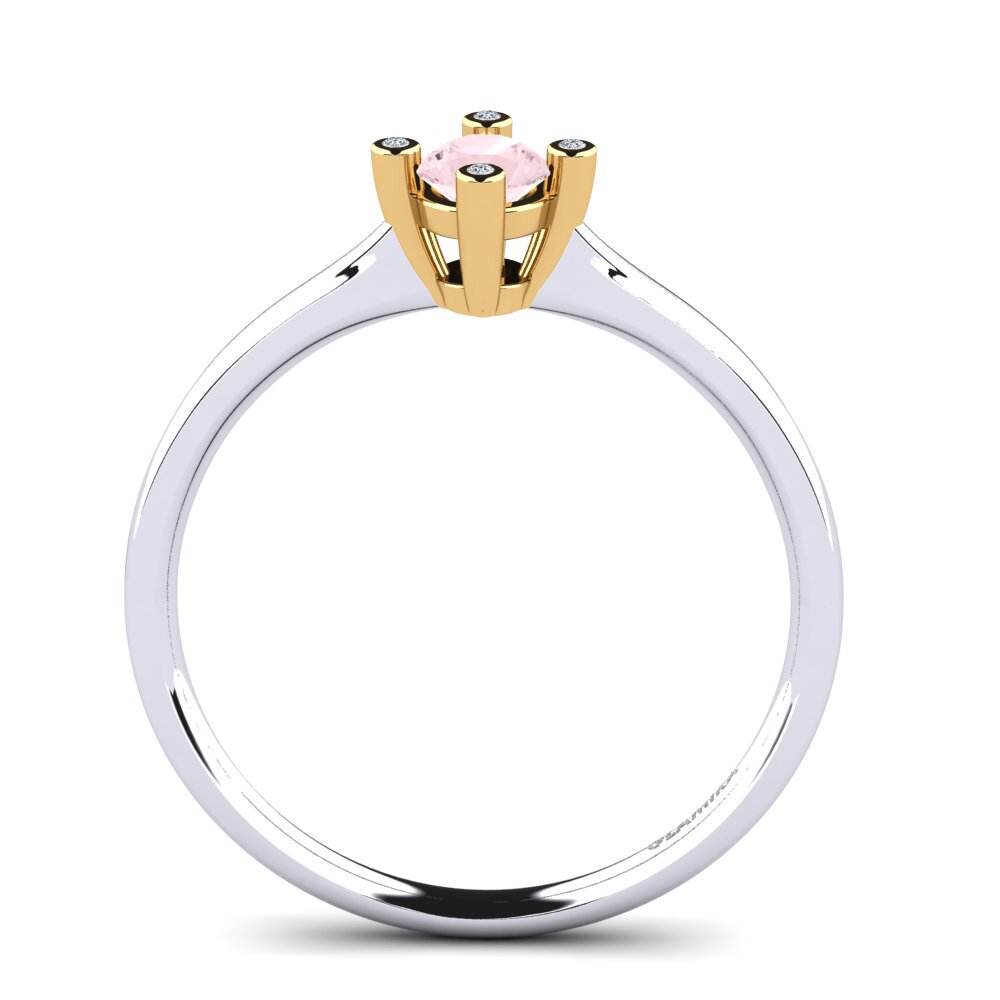 18ct White & Yellow Gold Rose Quartz Women's Ring Onella 0.5 crt