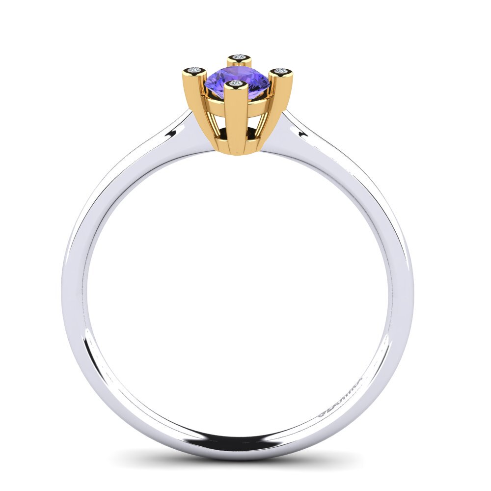 18ct White & Yellow Gold Tanzanite Women's Ring Onella 0.5 crt