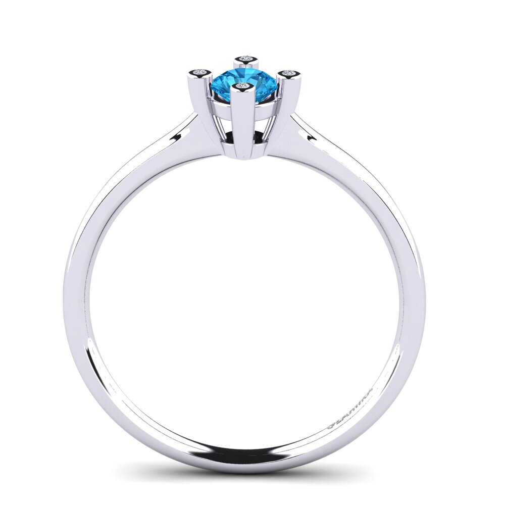 White Silver Blue Topaz Women's Ring Onella 0.5 crt