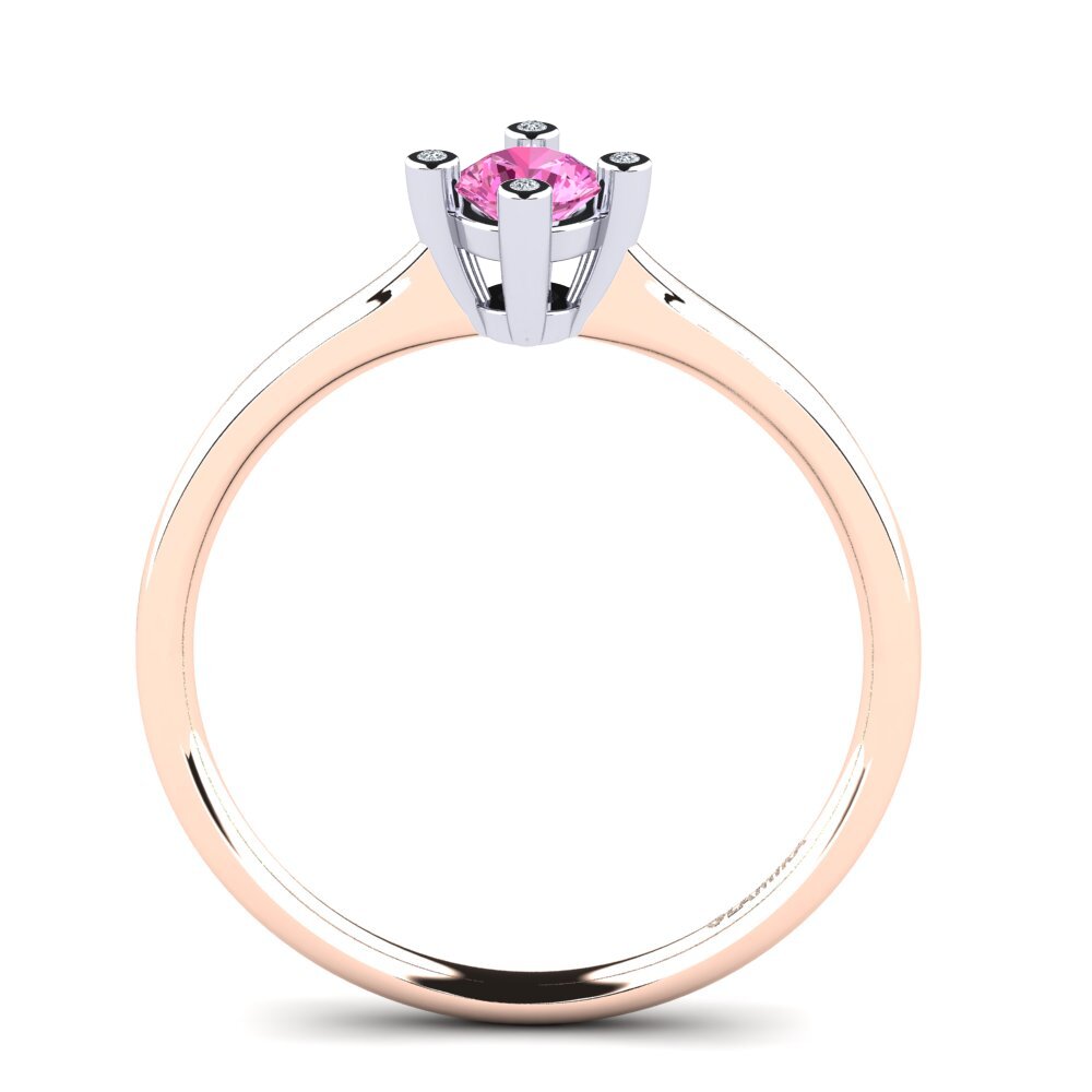 18ct Rose & White Gold Pink Topaz Women's Ring Onella 0.5 crt
