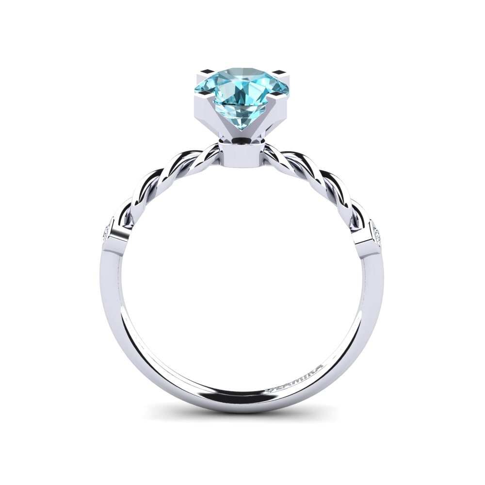 Blue Zircon Engagement Ring Opalina