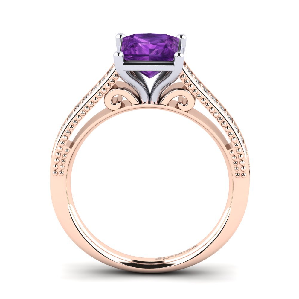 14ct Rose / White Gold Amethyst Engagement Ring Lucetta