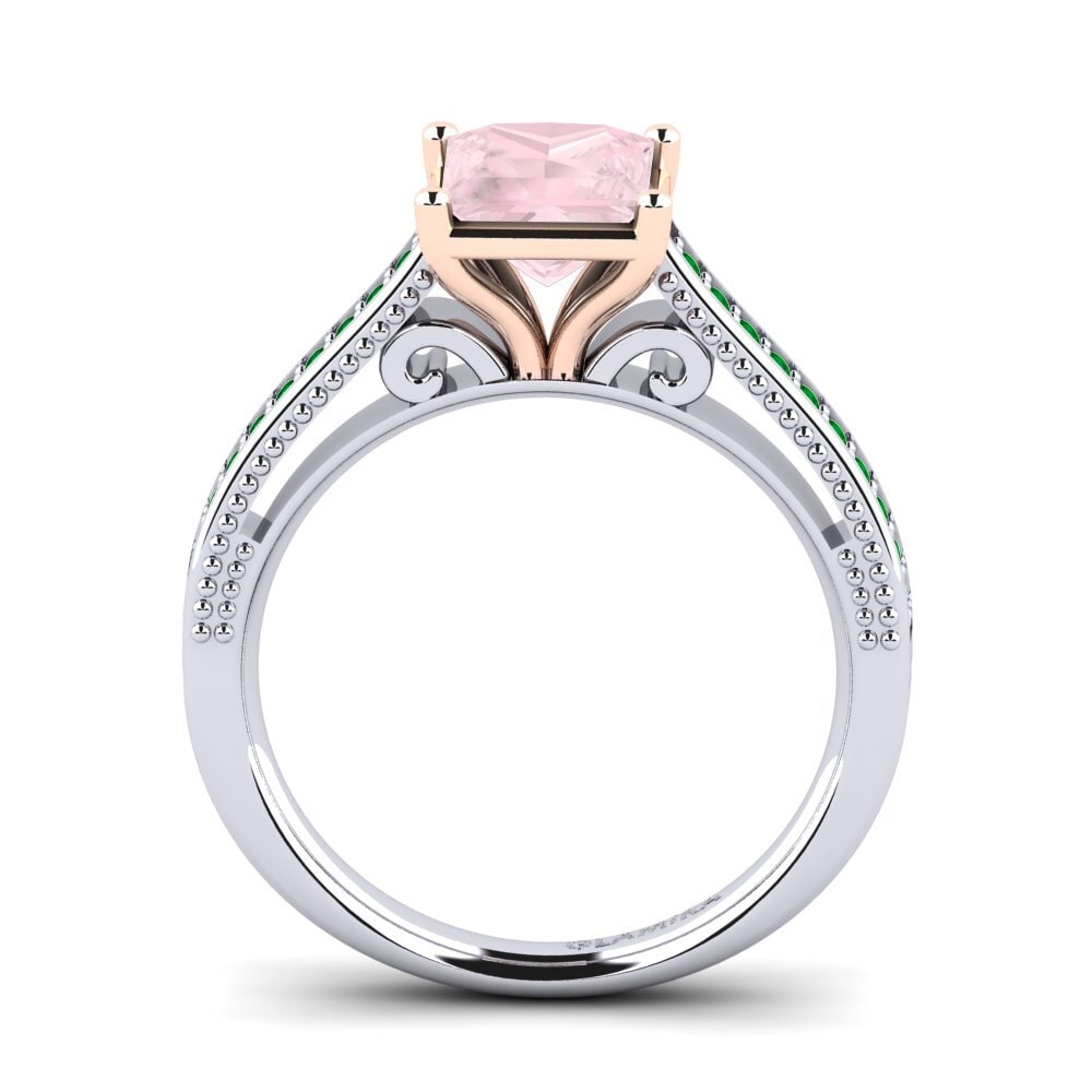 14ct White / Rose Gold Rose Quartz Engagement Ring Lucetta