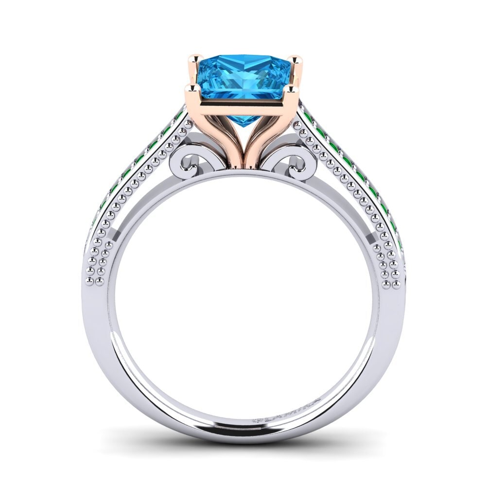 14ct White / Rose Gold Blue Topaz Engagement Ring Lucetta