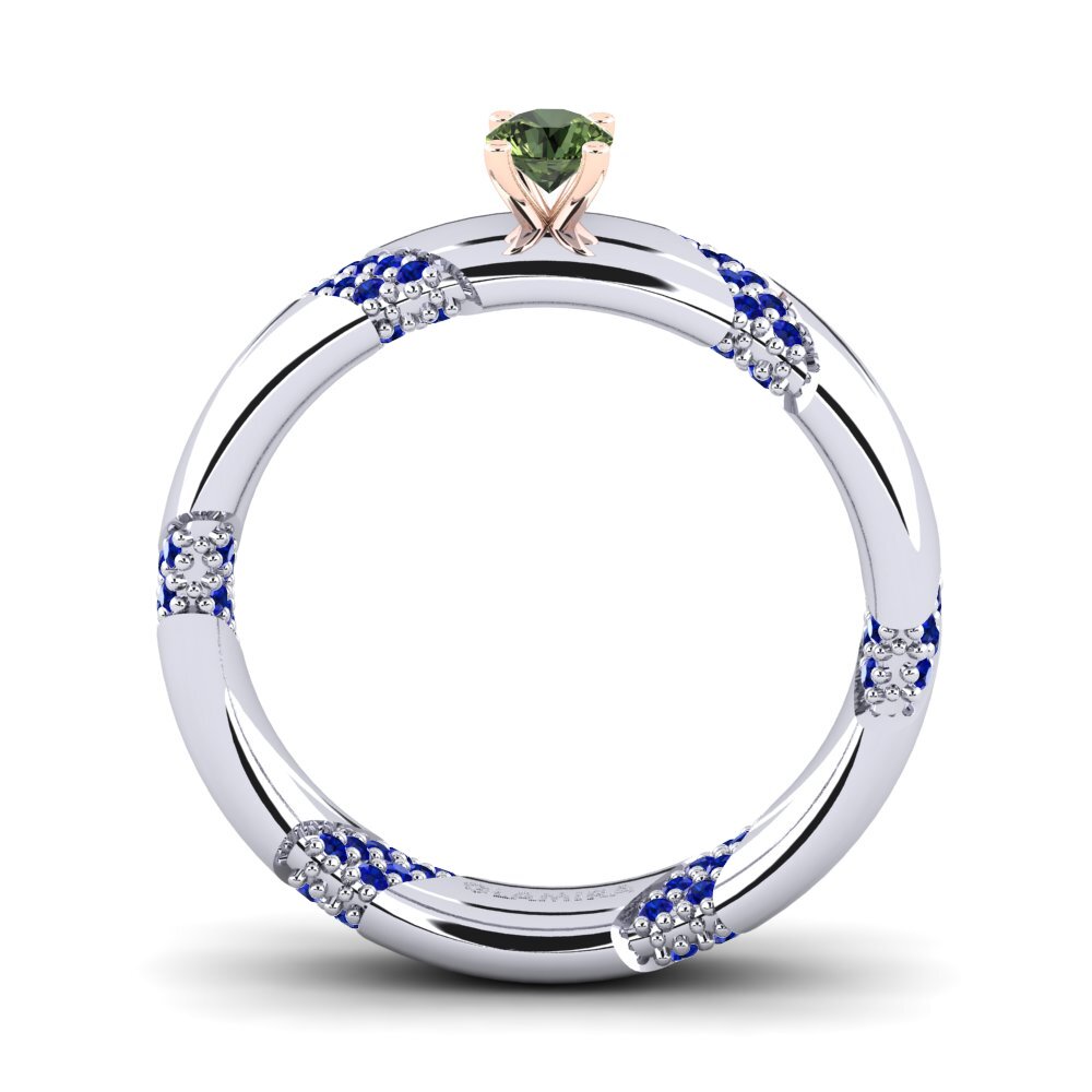 14ct White / Rose Gold Green Sapphire Engagement Ring Orlena 0.16 crt