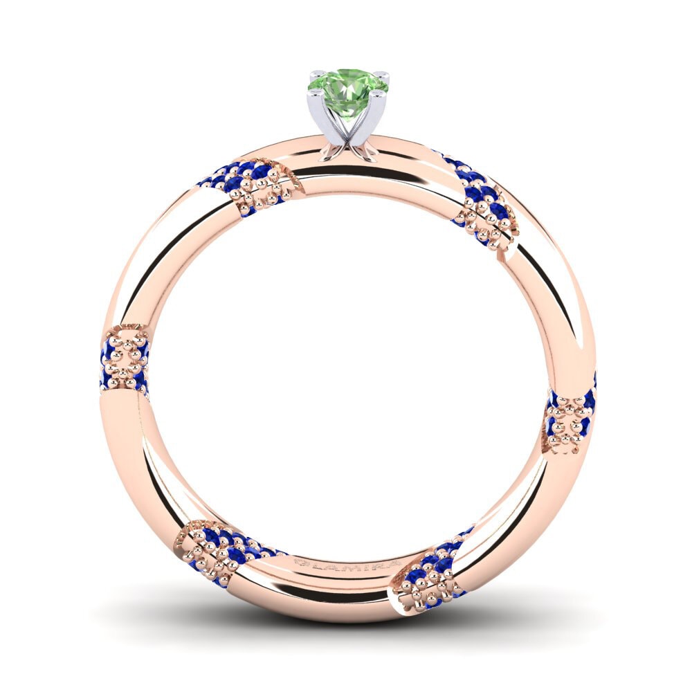 14ct Rose / White Gold Green Diamond Engagement Ring Orlena 0.16 crt