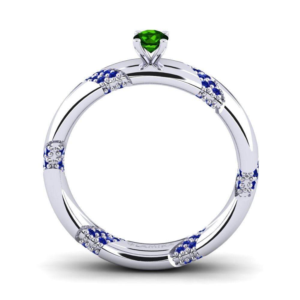 18ct White Gold Green Tourmaline Engagement Ring Orlena 0.16 crt
