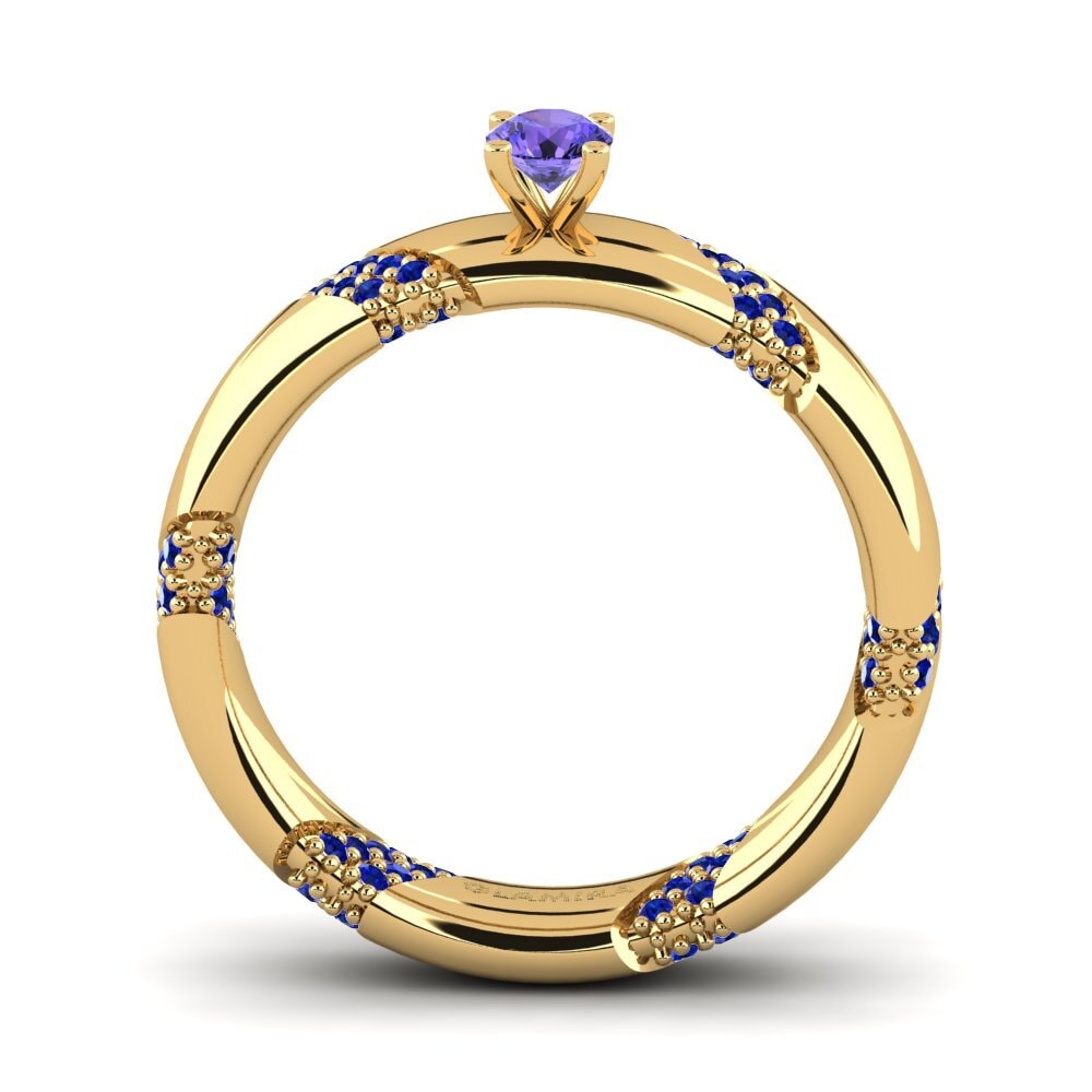 14ct Yellow Gold Tanzanite Engagement Ring Orlena 0.16 crt