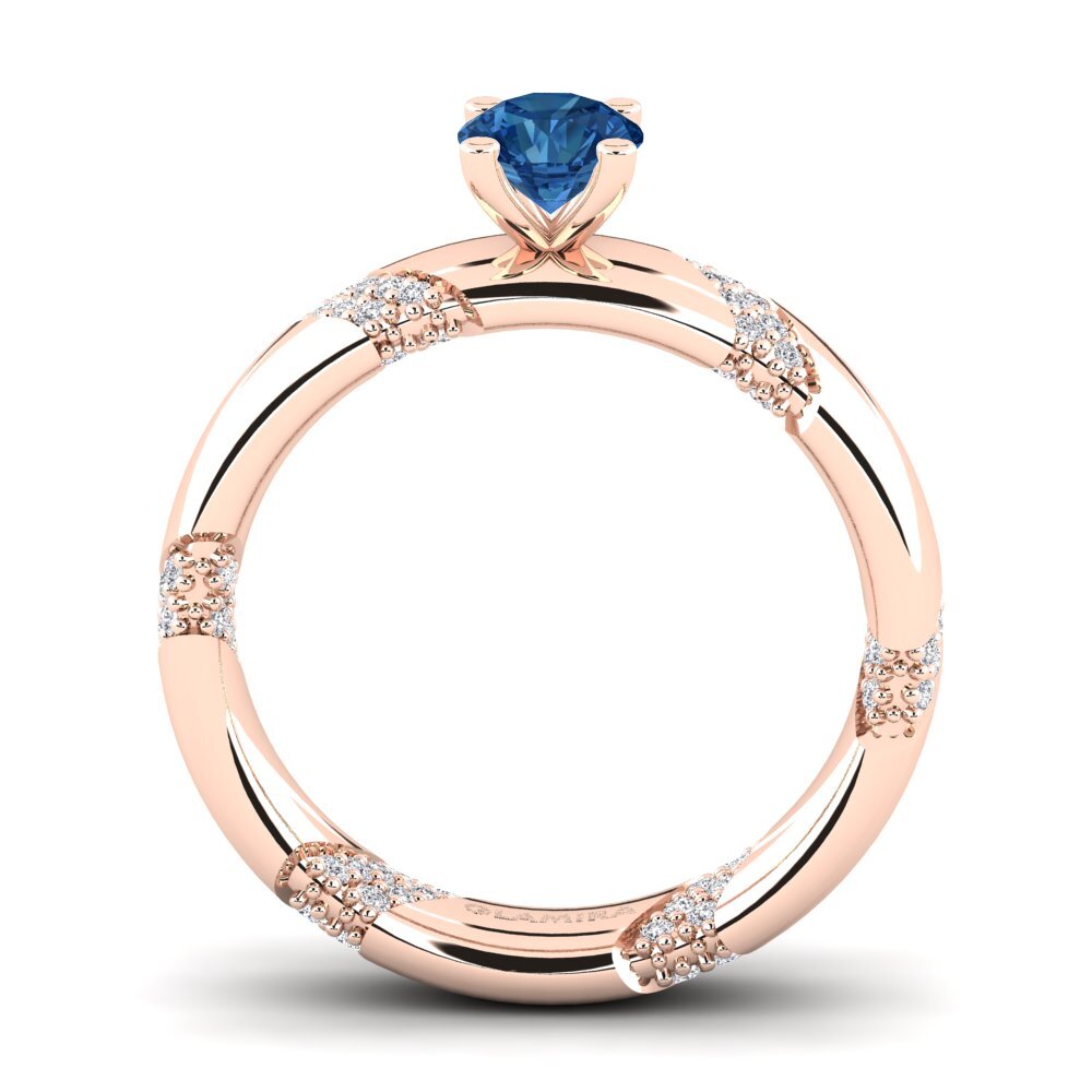 Circonita Azul Oscuro Anillo de compromiso Orlena 0.5 crt