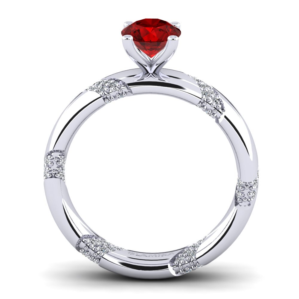 Rubí (Creado en laboratorio) Anillo de compromiso Orlena 0.8 crt