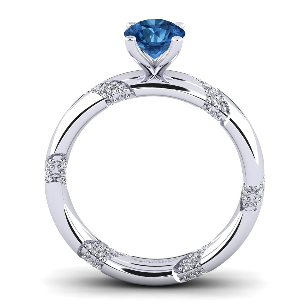 Circonita Azul Oscuro Anillo de compromiso Orlena 0.8 crt