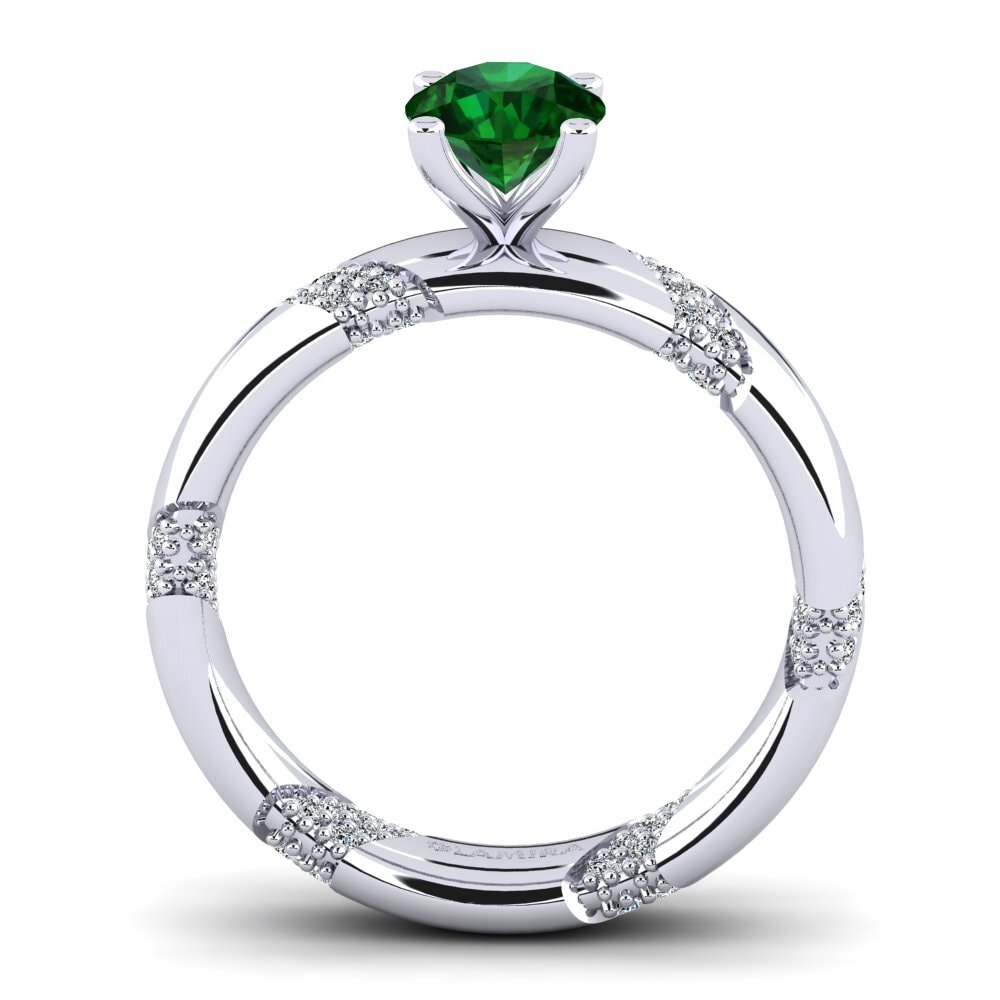White Silver Tsavorite Engagement Ring Orlena 0.8 crt