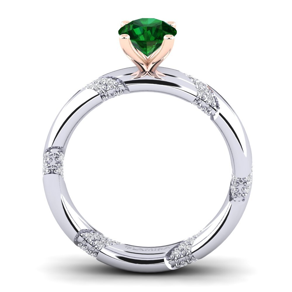 14ct White & Rose Gold Tsavorite Engagement Ring Orlena
