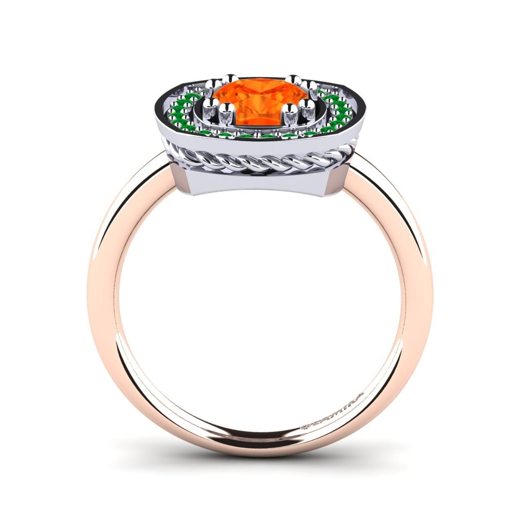 14ct Rose / White Gold Fire-Opal Engagement Ring Orva