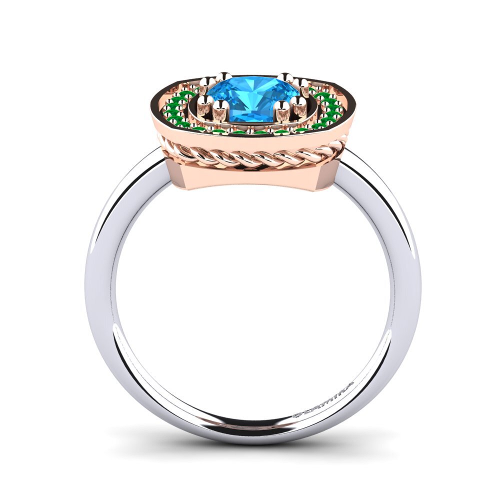 14ct White / Rose Gold Blue Topaz Engagement Ring Orva