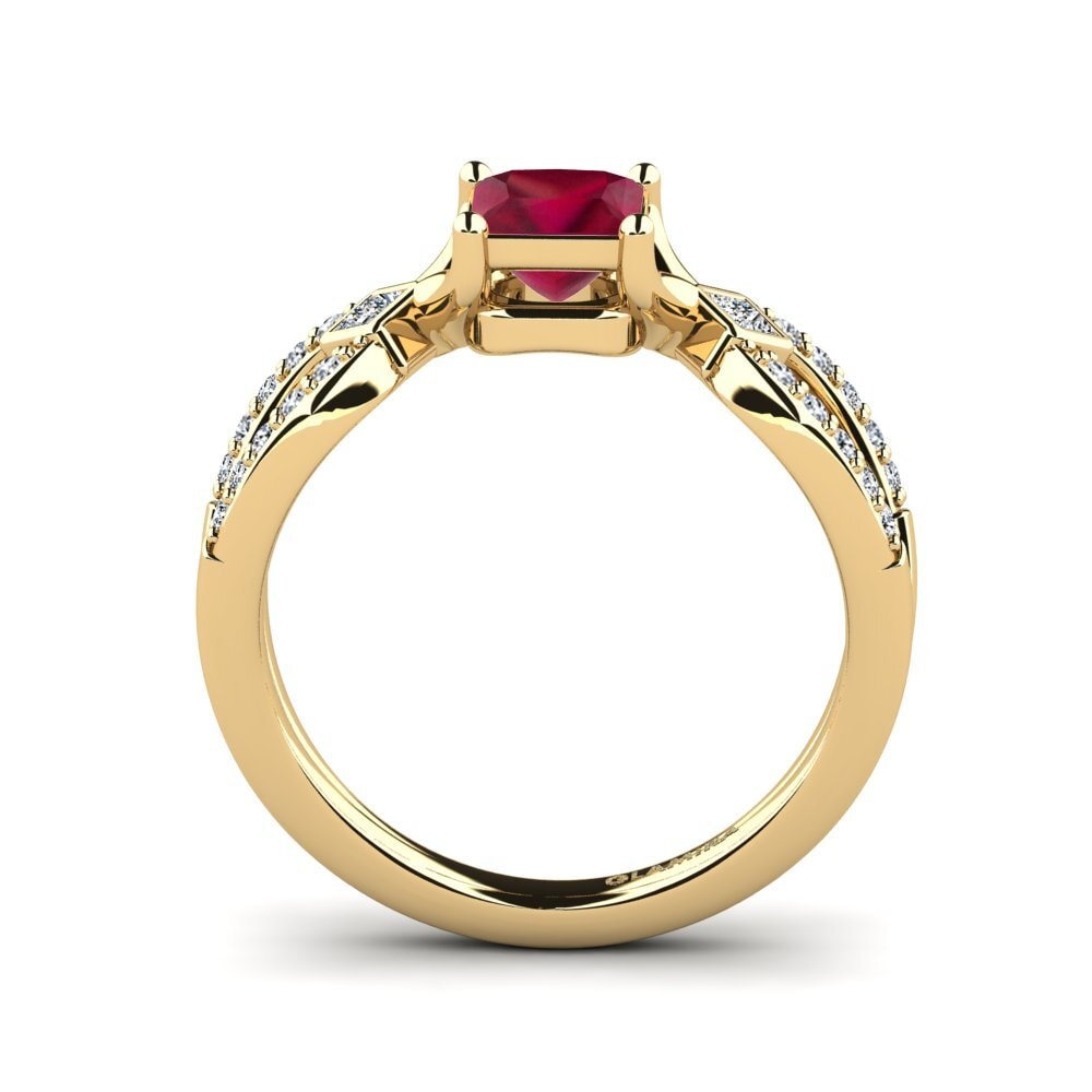 14ct Yellow Gold Ruby Women's Ring Paguodea