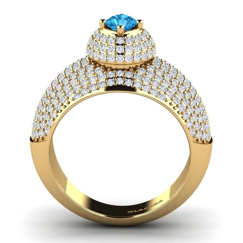 9ct Yellow Gold Blue Topaz Ring Palencia