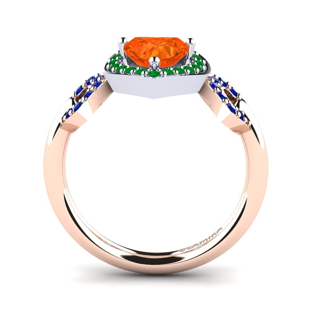 14ct Rose / White Gold Fire-Opal Engagement Ring Palmier