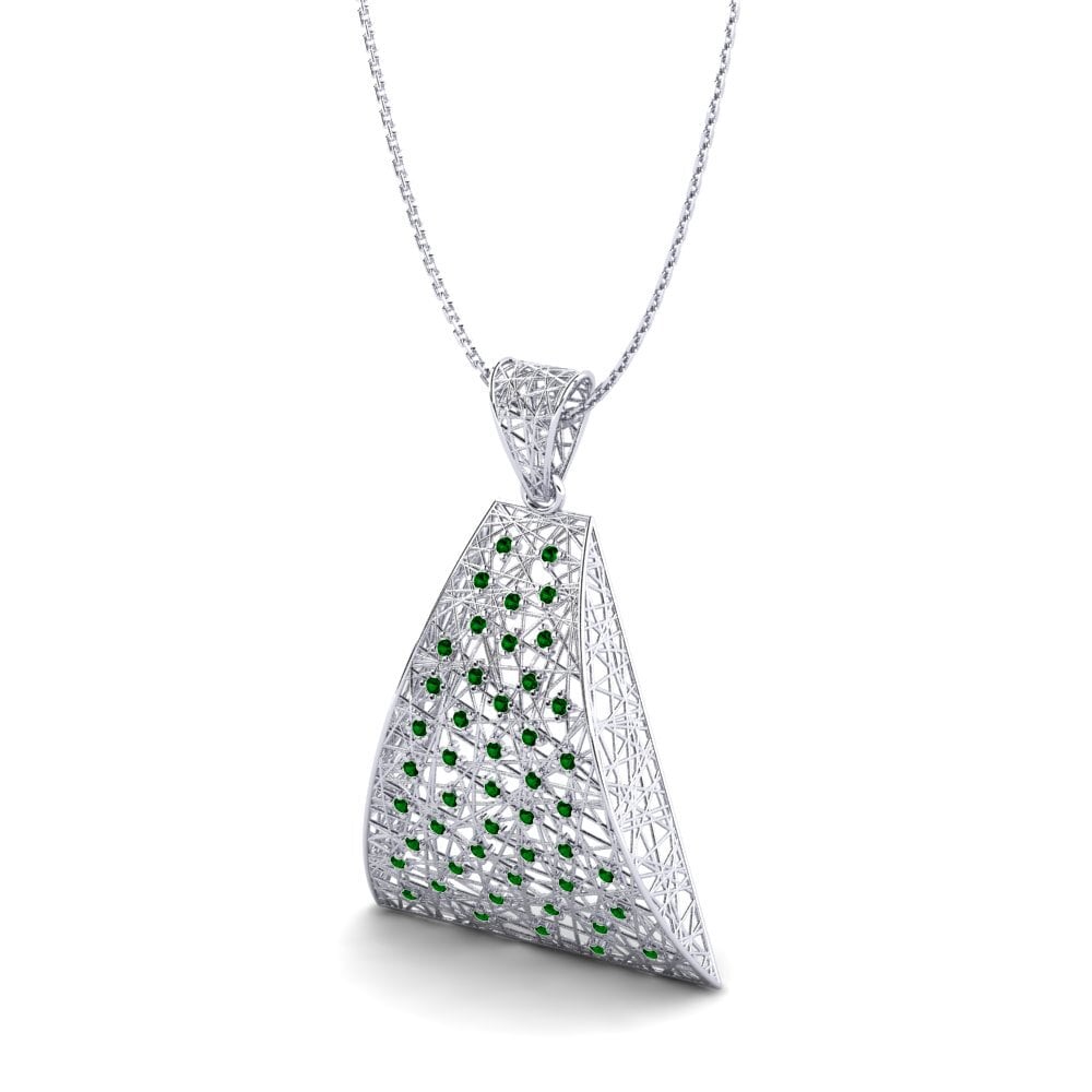Plata 925 Circonita Verde Colgante de Mujer Pamella