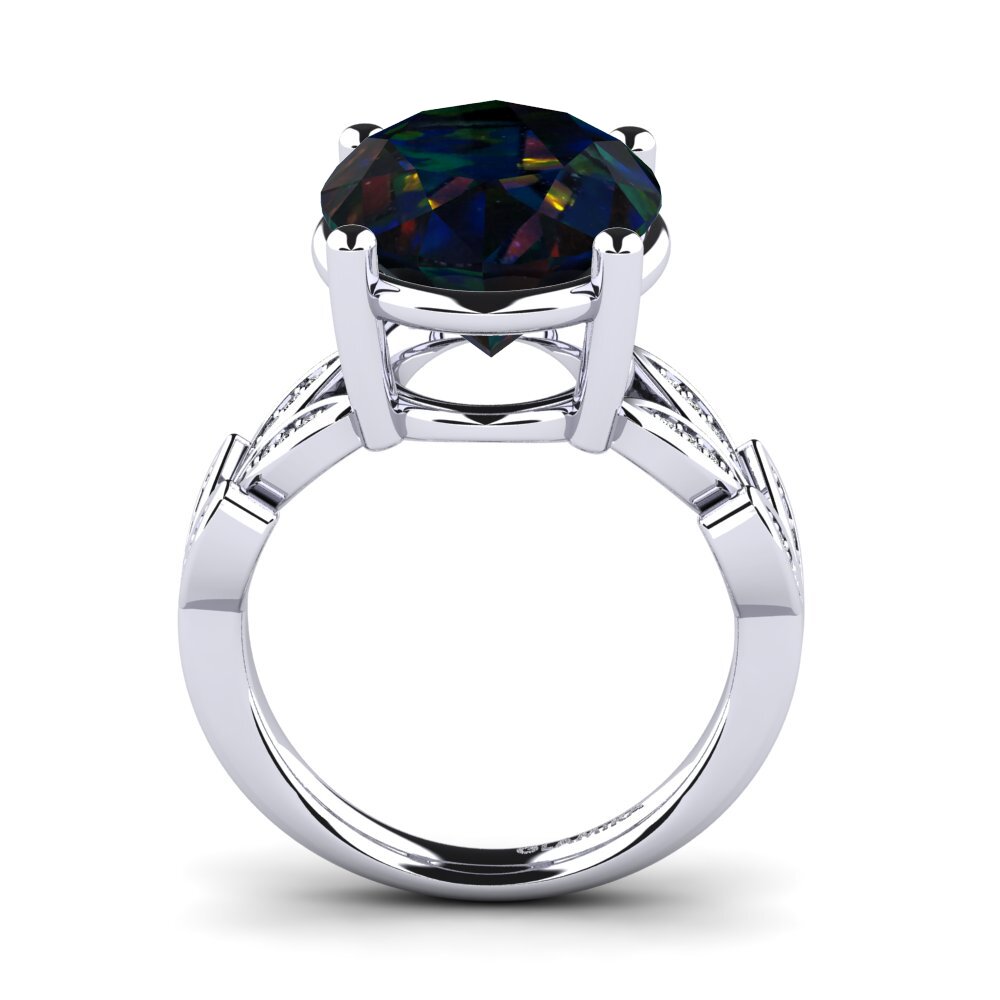 Plata 925 Opalo Negro Anillo Pamila