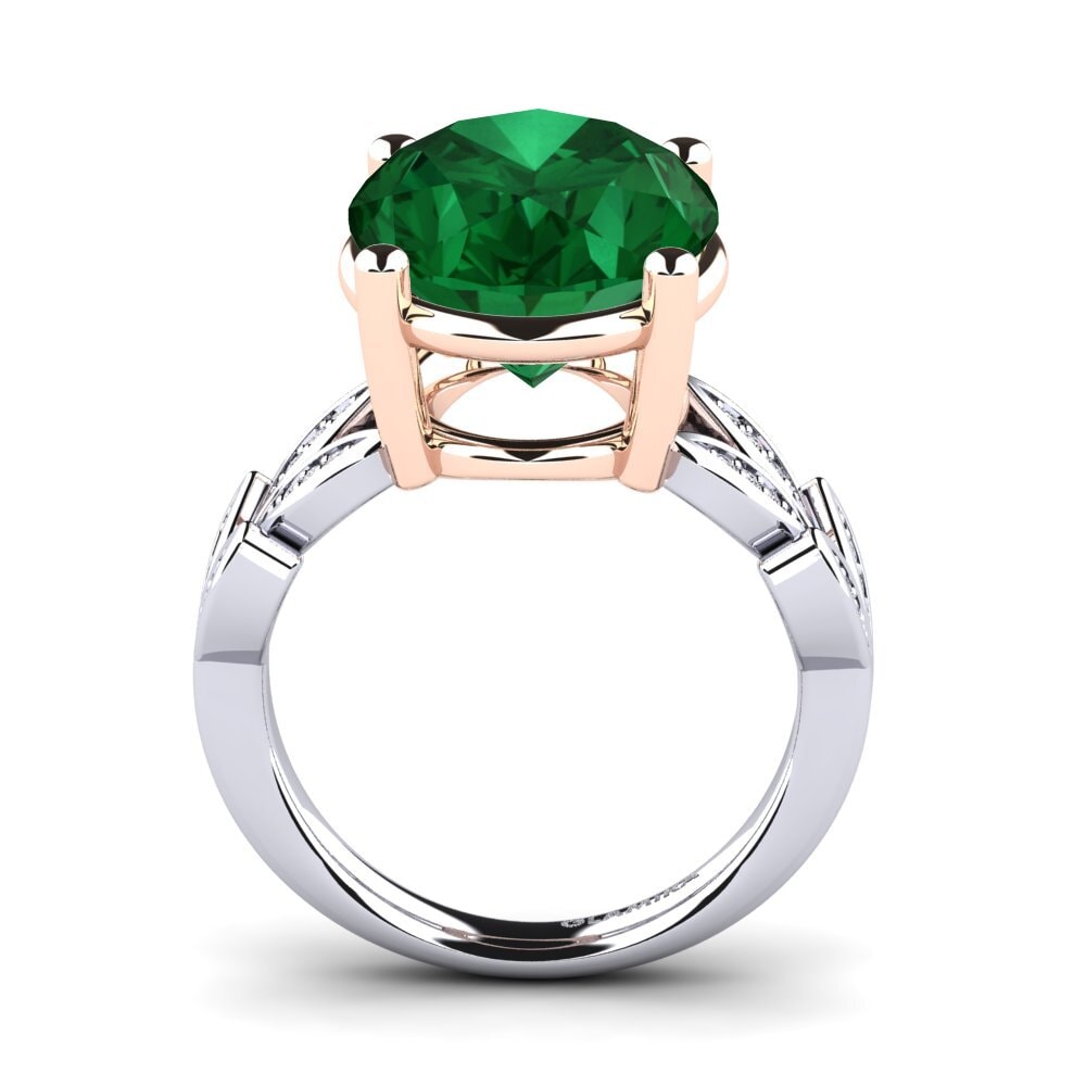 18ct White & Rose Gold Emerald (Lab Created) Ring Pamila