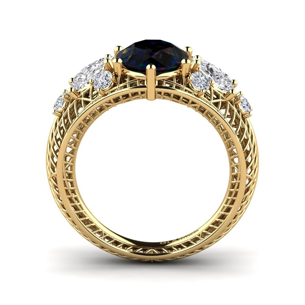 Black Opal Engagement Ring Pangani