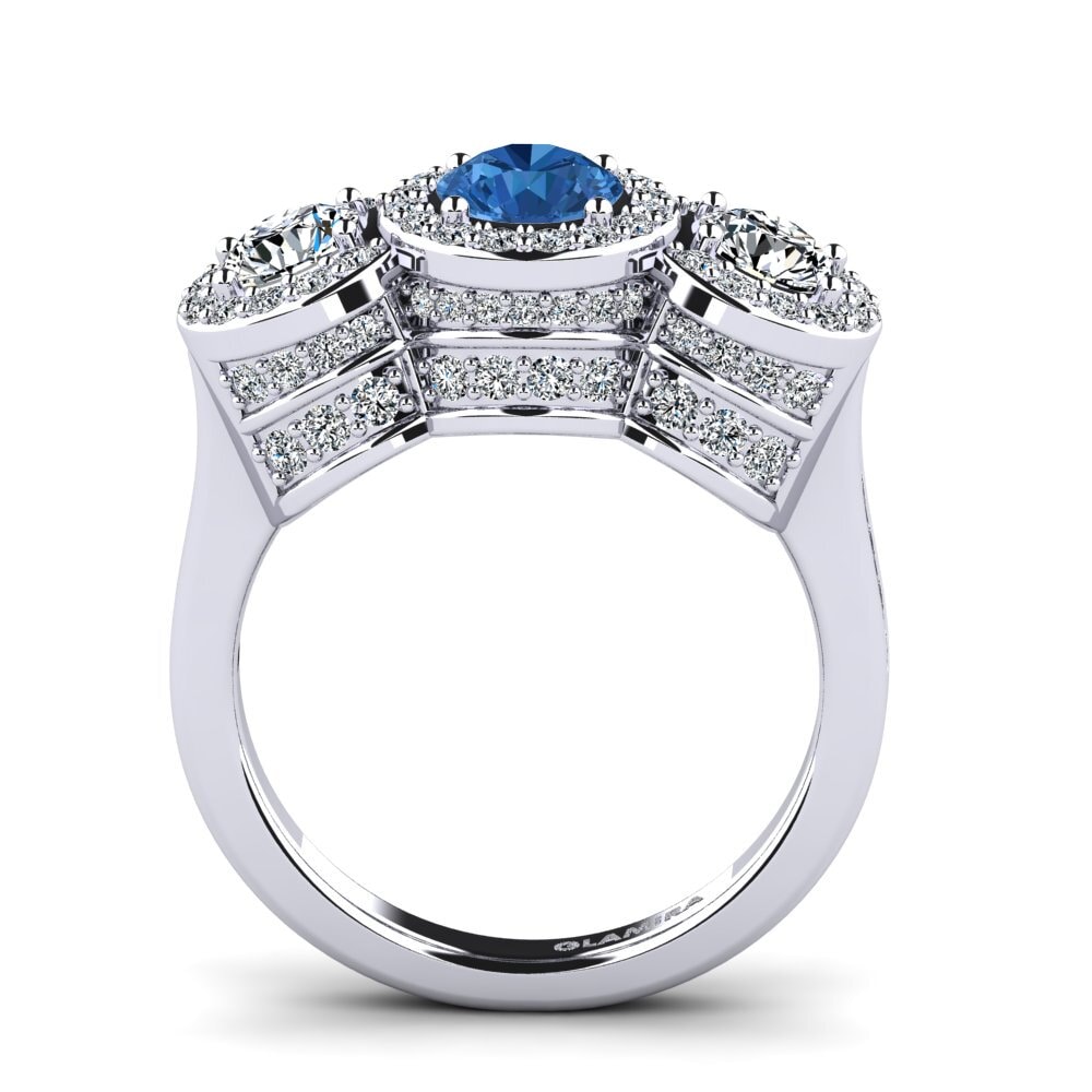 Dark Blue Zirconia Engagement Ring Panos