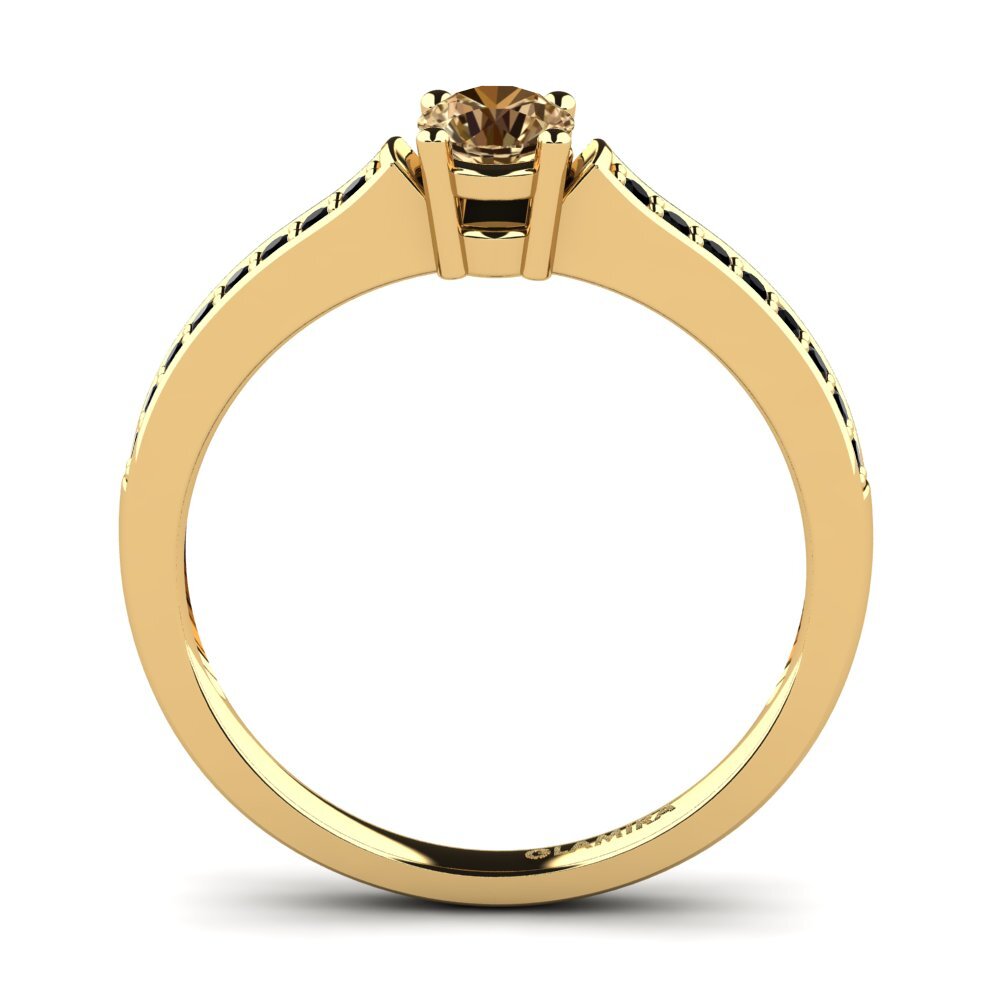 14ct Yellow Gold Brown Diamond Engagement Ring Paris