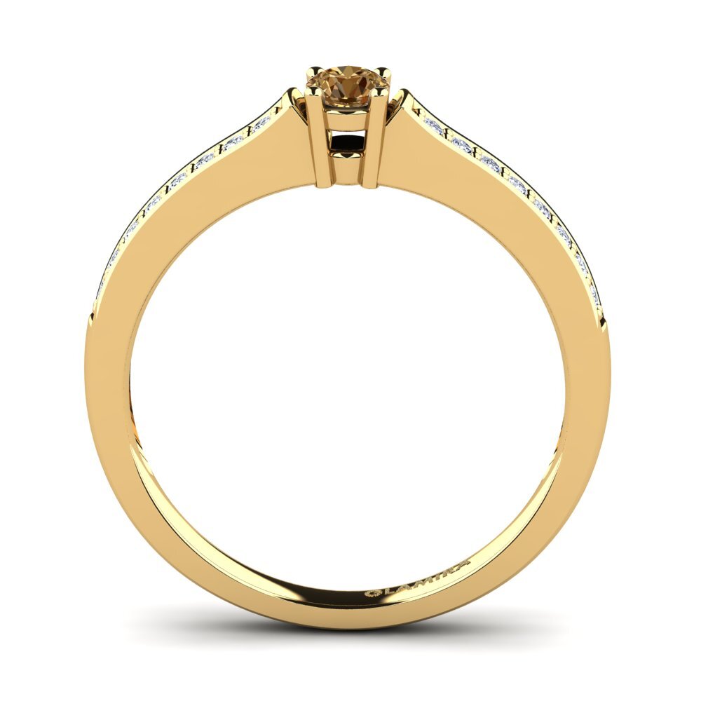 14ct Yellow Gold Brown Diamond Engagement Ring Paris 0.16 crt