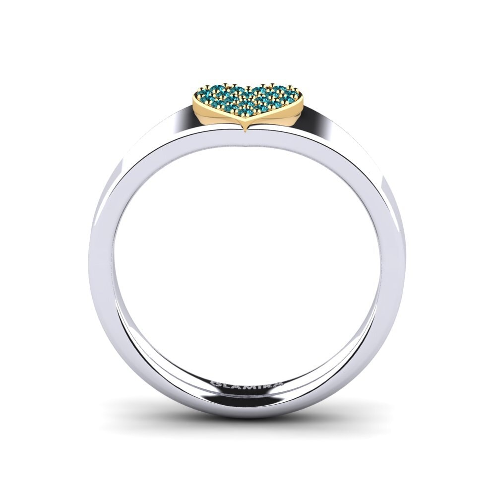 18ct White & Yellow Gold Blue Diamond Ring Parma