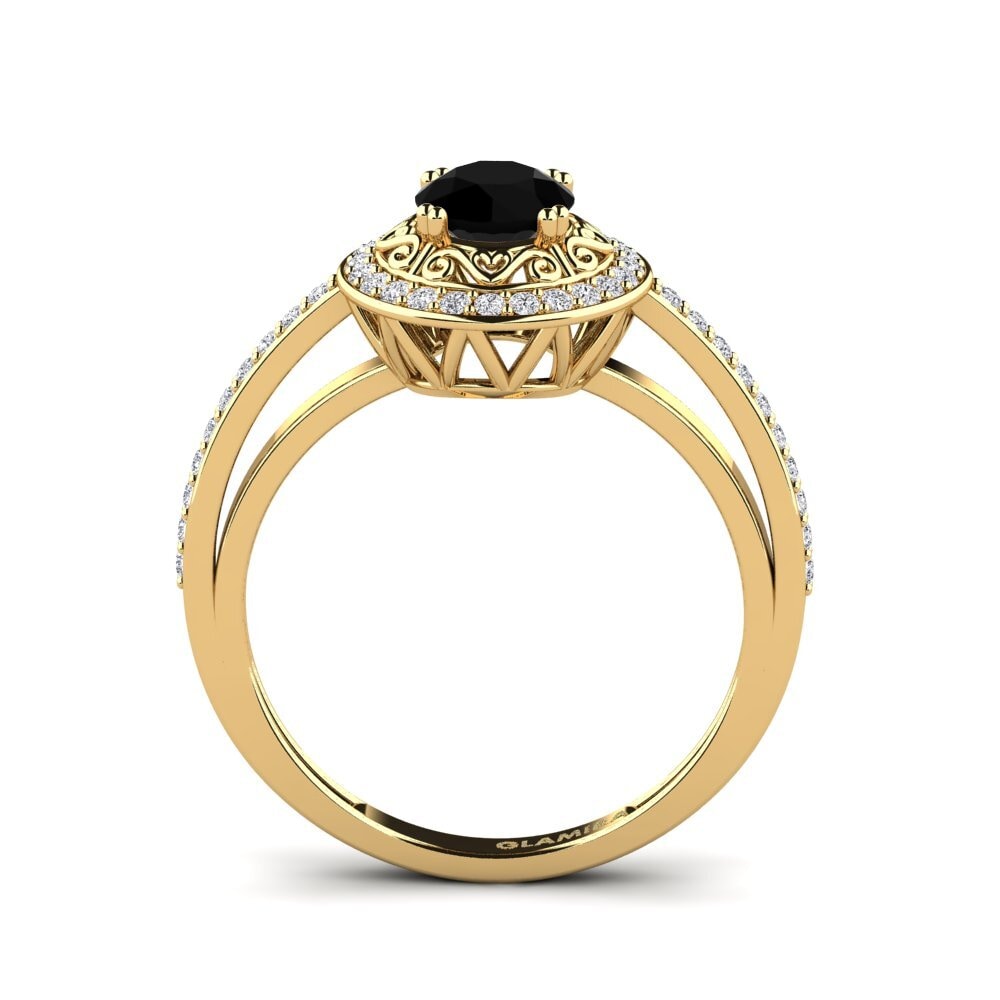 Black Onyx Engagement Ring Pasqueflower