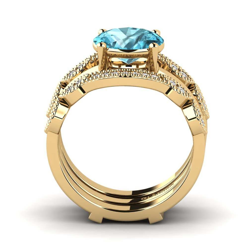 Circón Azul Anillo Pasti SET