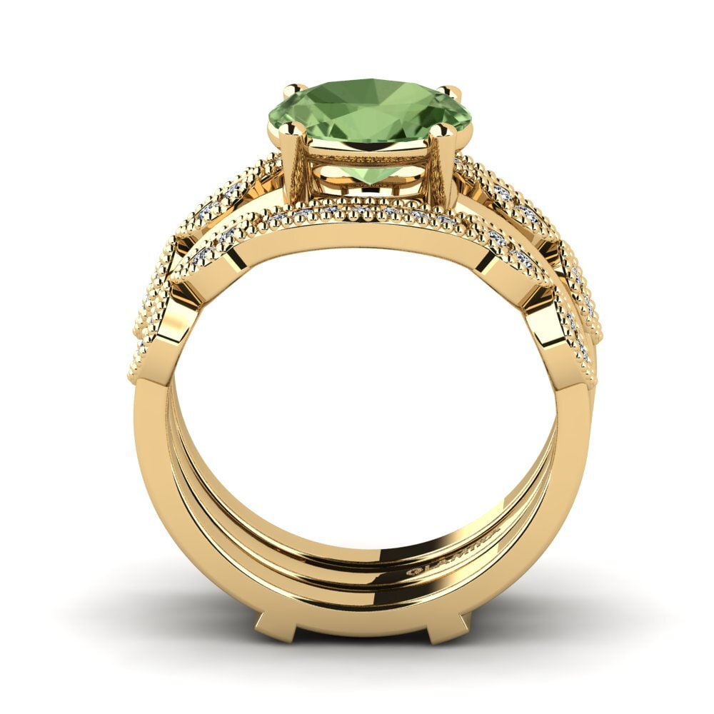 Zafiro Verde Anillo Pasti SET