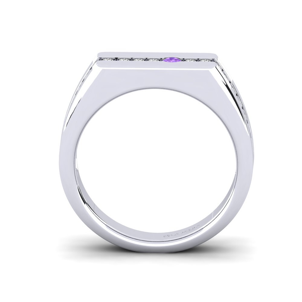 18ct White Gold Amethyst Men's Ring Paul